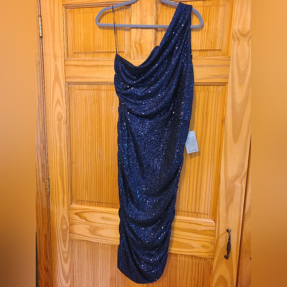 Navy Sequin Cocktail Dress